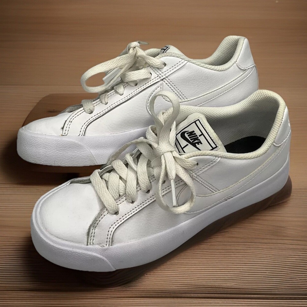 Nike Court Royale AC Sneaker Shoes Leather‎ White/White-Black AO2810-102 Sz 5
